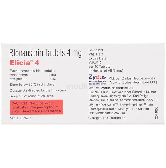 elicia 4mg tablet 10's